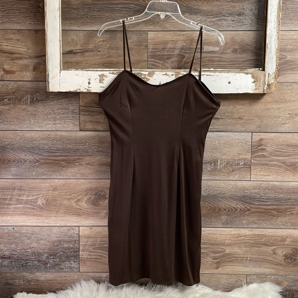Little Brown Bodycon Spaghetti Strap Dress, See Description